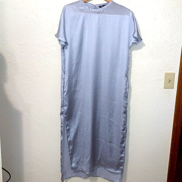 Zara Satin Silver/Gray Long Tunic Dress - Picture 4 of 7